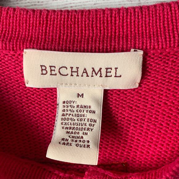 Bechamel Pink Knit Cardigan Sweater Colorful Geometric Squares Button Up Medium - Picture 10 of 16